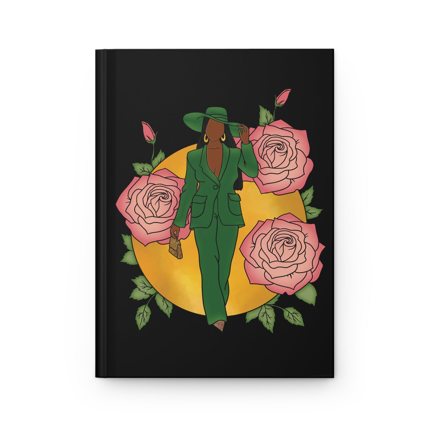 Pink and Green Hardcover Journal (Black)