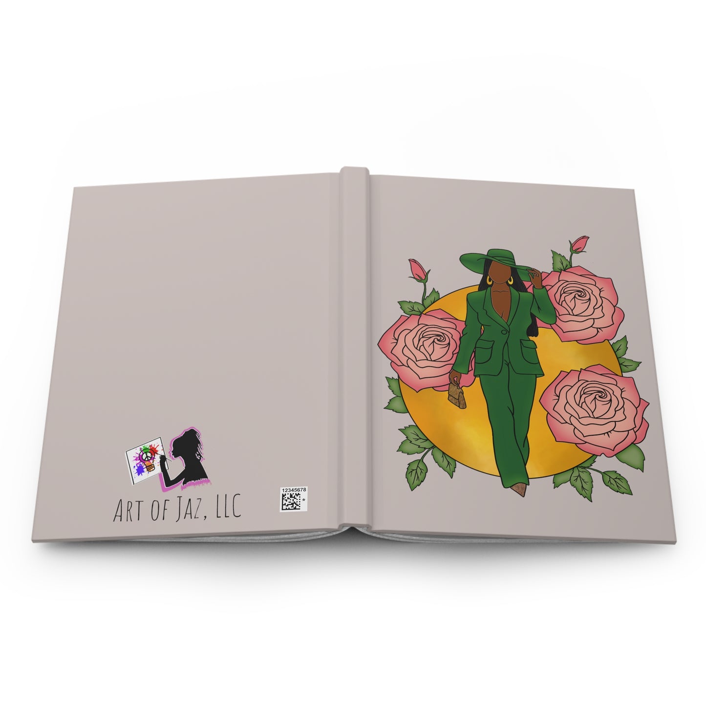 Pink and Green Hardcover Journal (Tan)