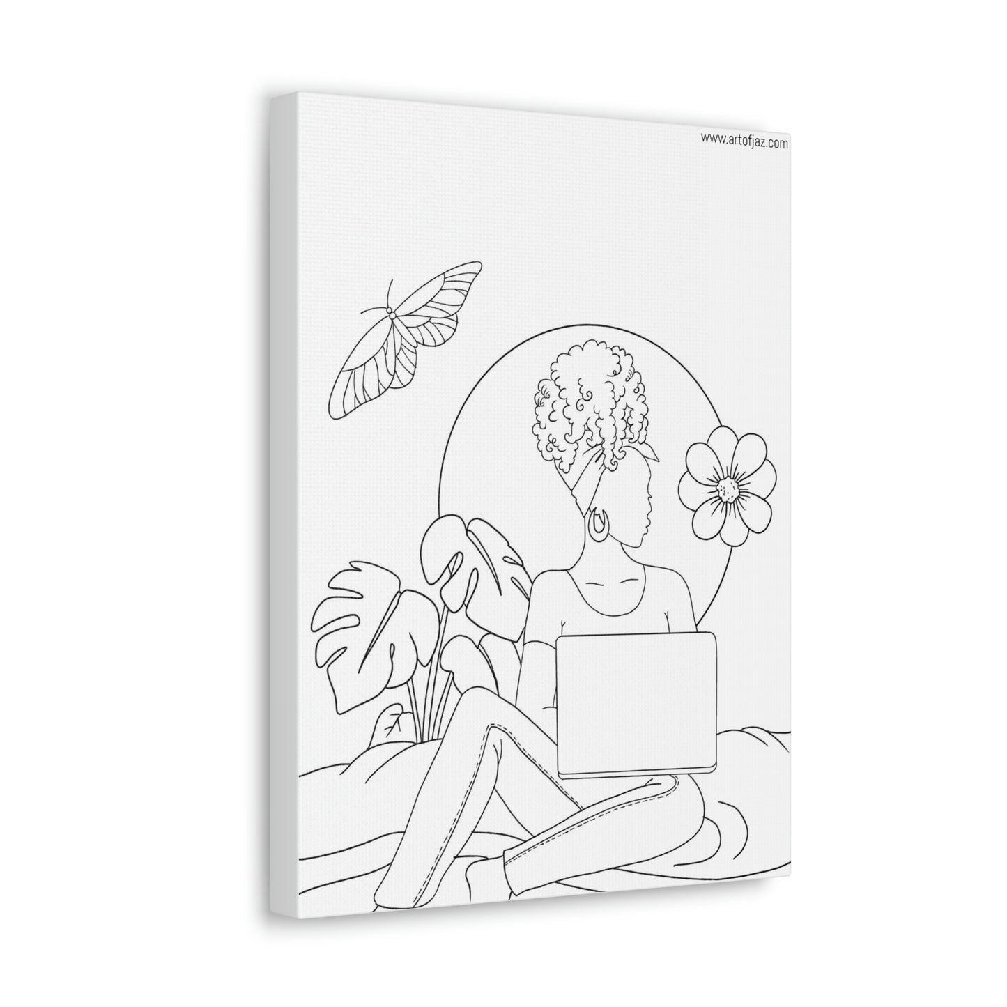 Working Woman Painting Canvas