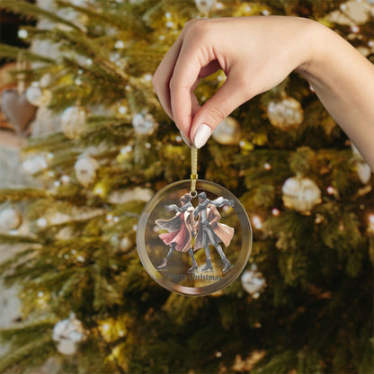 Ice Skating Christmas Glass Ornament