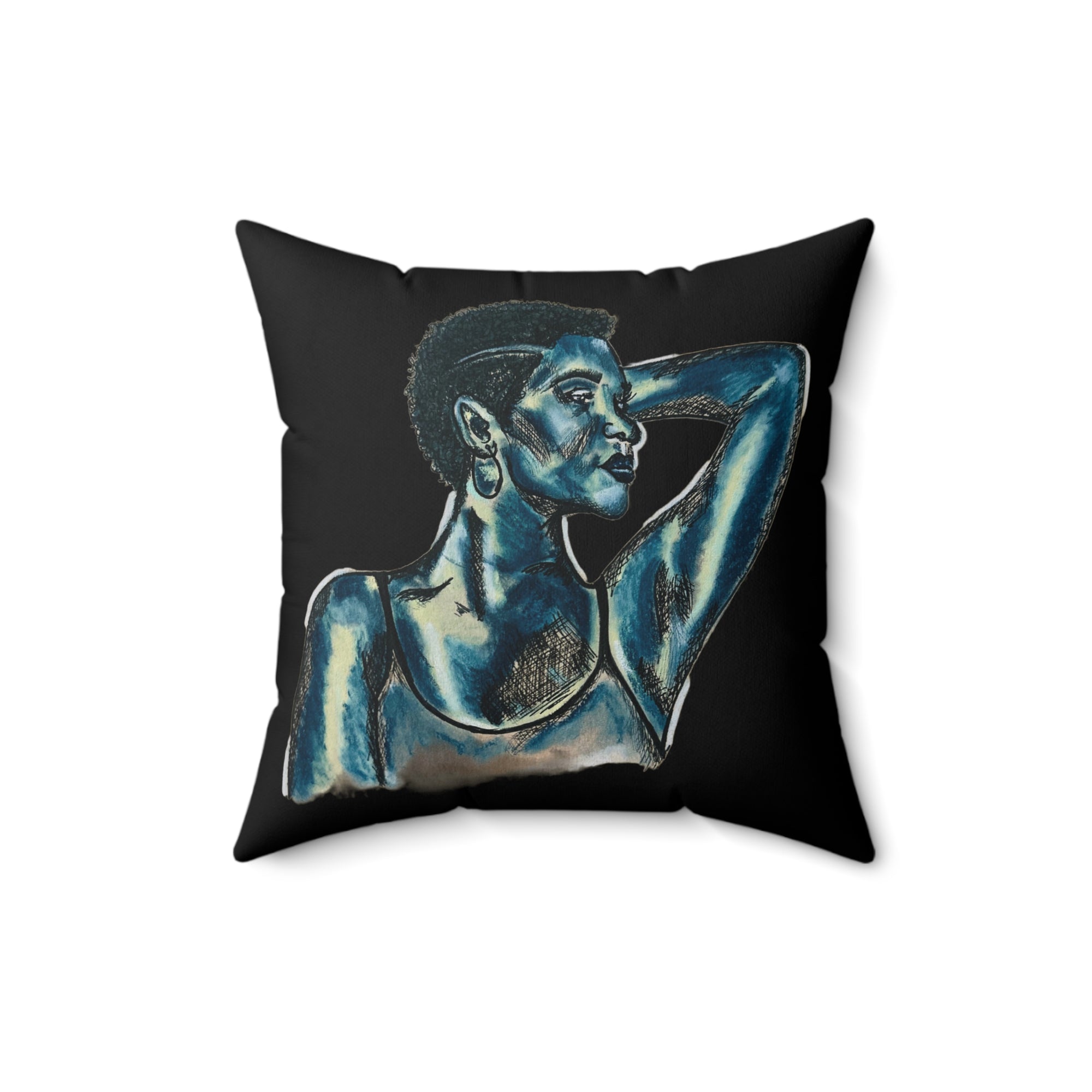 Azure Reflections- Pillow (Black)