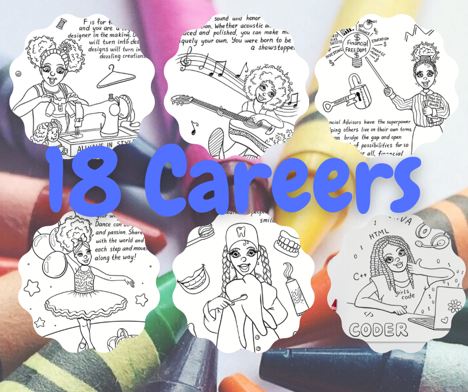 Color Your Way- Career Coloring Book (For Girls) w/ Crayons