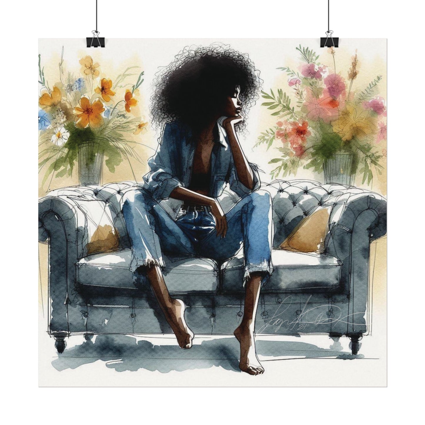 Dear Black Girl Textured Watercolor Print