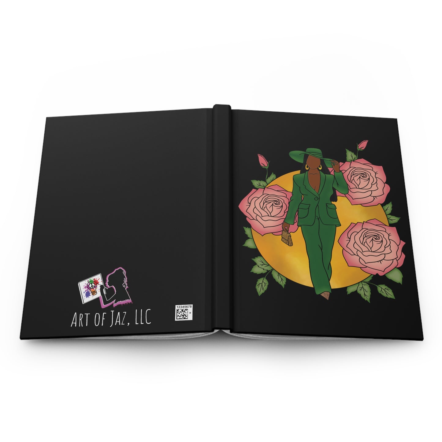 Pink and Green Hardcover Journal (Black)