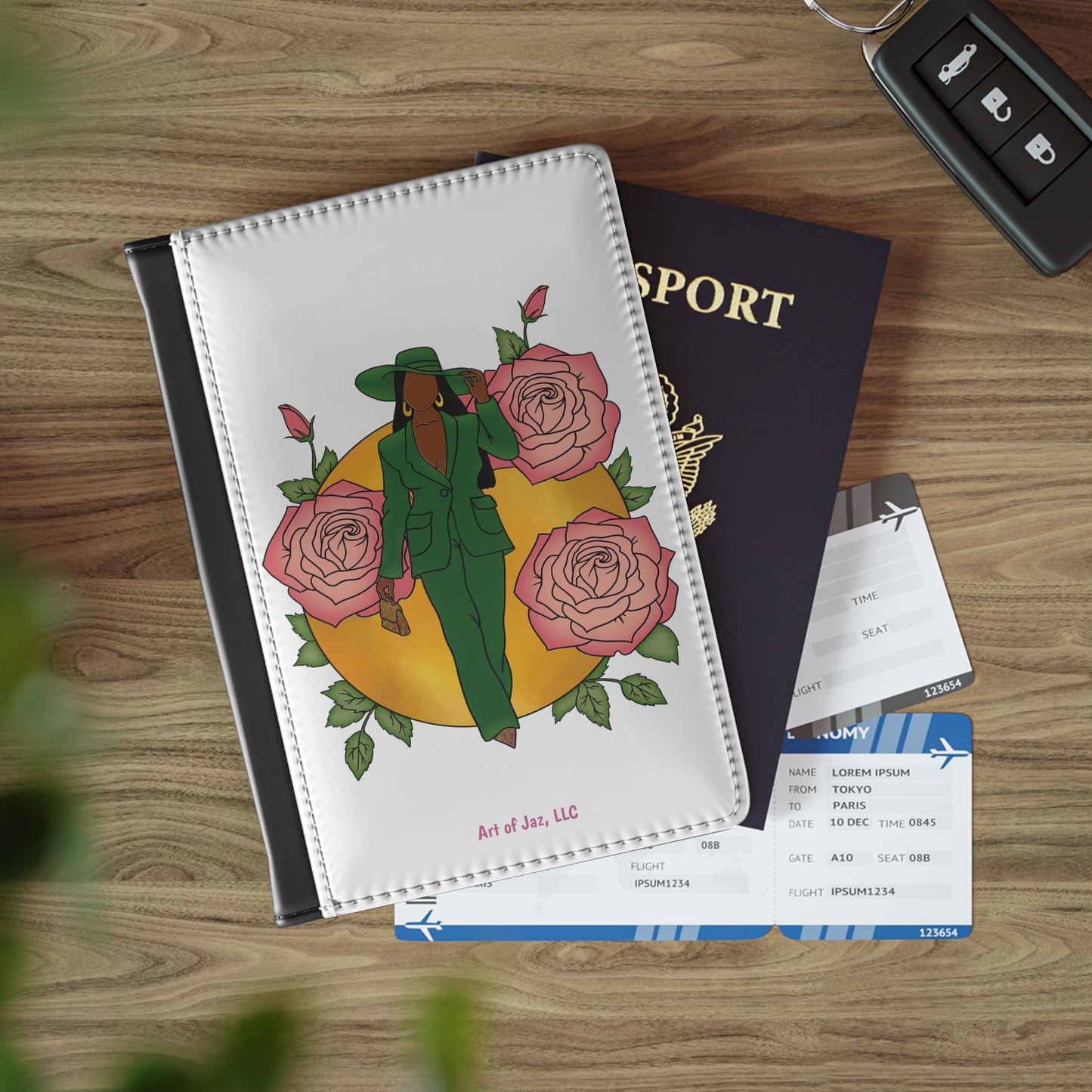 Pink and Green Passport Cover