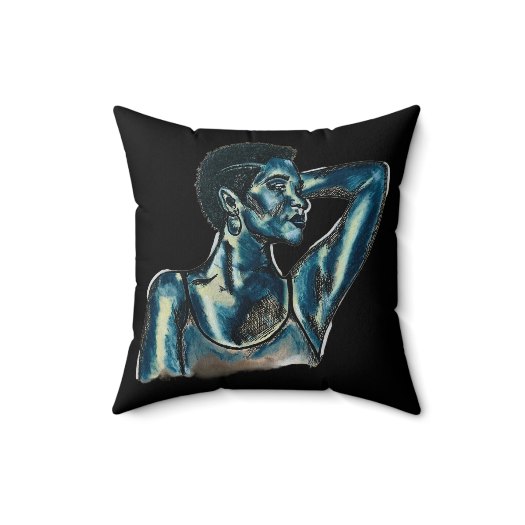 Azure Reflections- Pillow (Black)